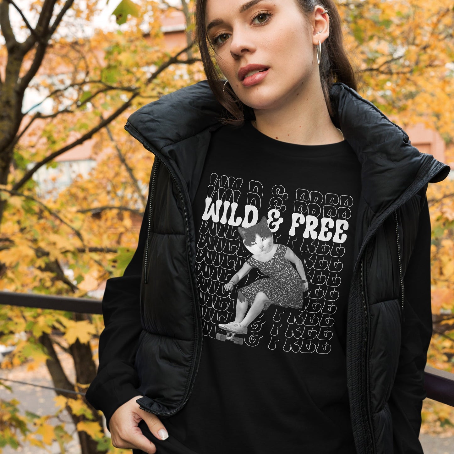 Wild and Free Unisex Long Sleeve Tee - Cats on Wheels