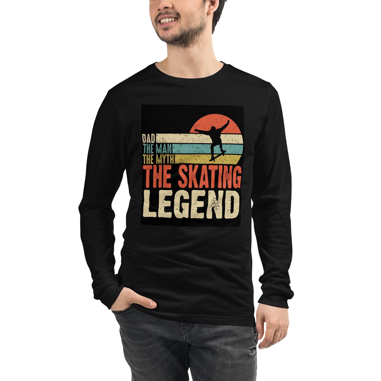 Dad, The Man, The Myth, The Skating Legend. Unisex Long Sleeve Tee - Cats on Wheels