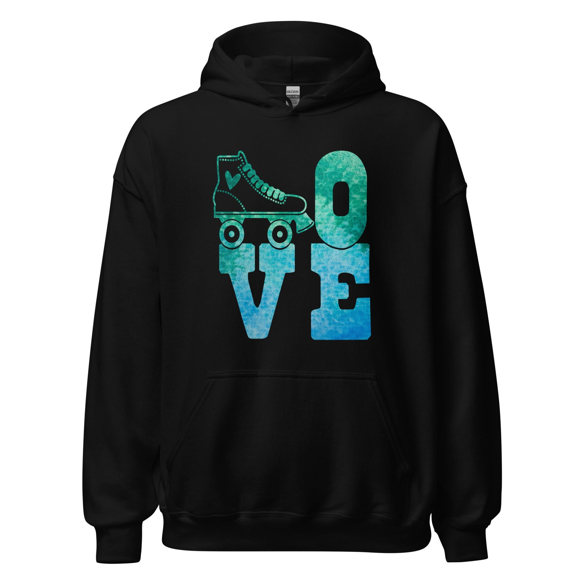 Love to Skate Blue/Green Hoodie - Cats on Wheels