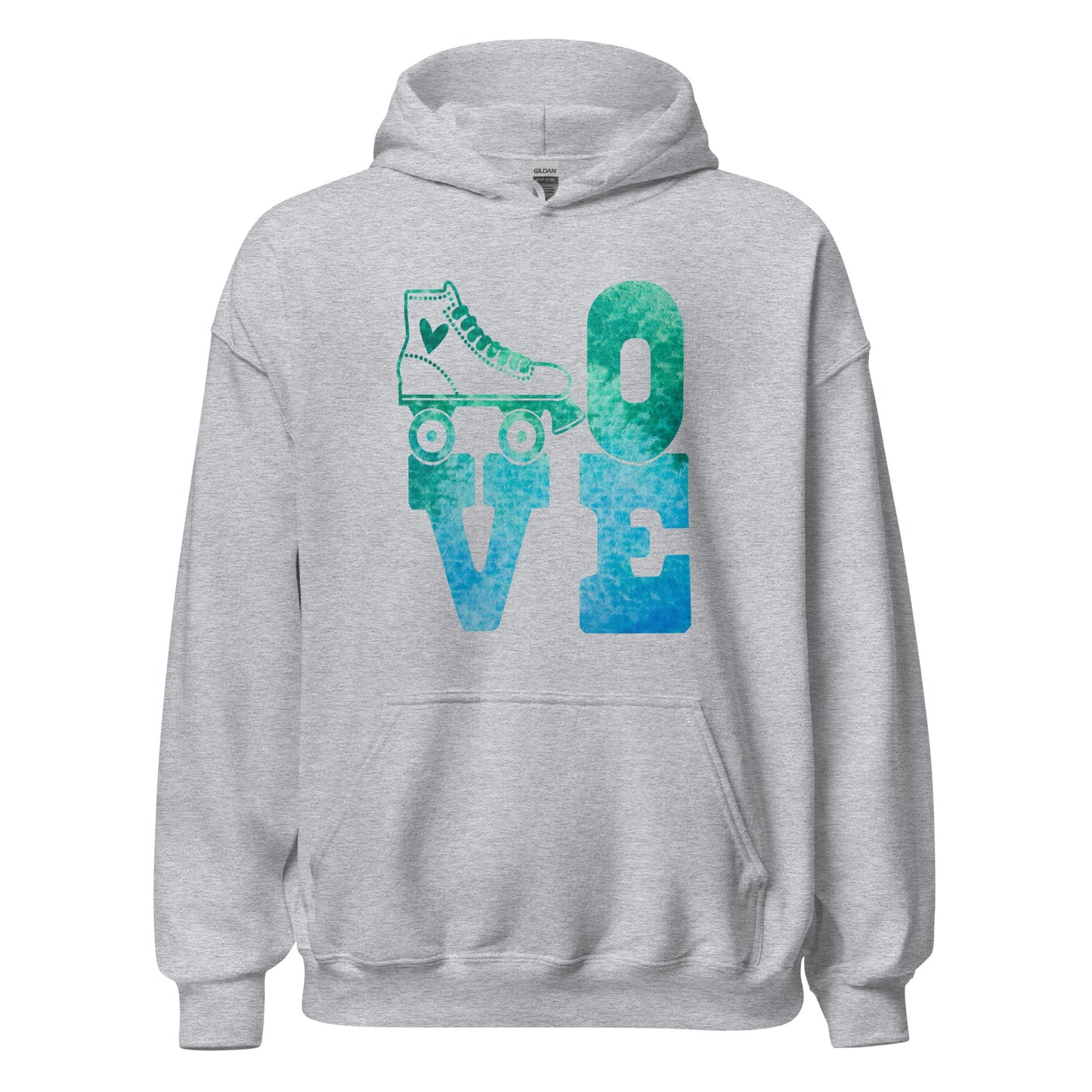 Love to Skate Blue/Green Hoodie - Cats on Wheels