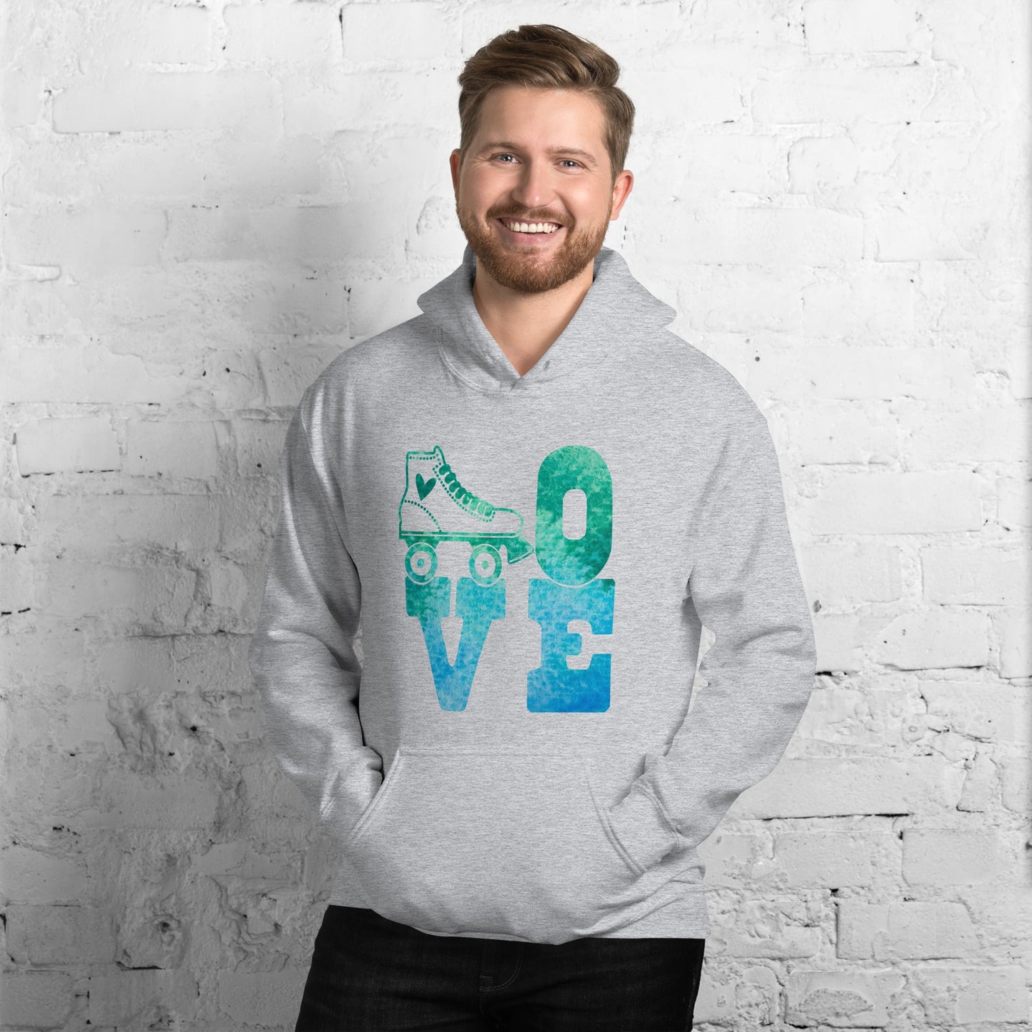 Love to Skate Blue/Green Hoodie - Cats on Wheels