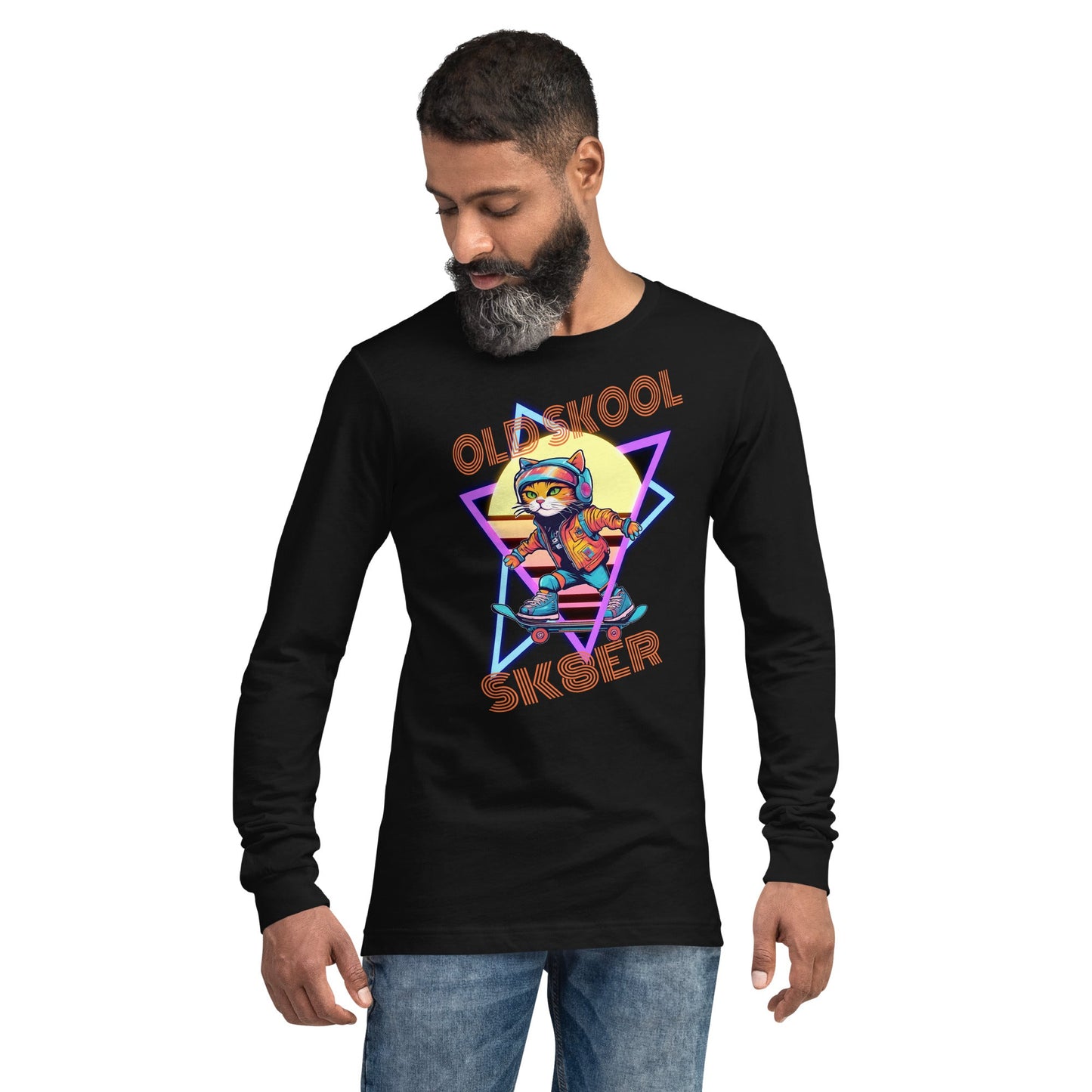 Old Skool Sk8er Long Sleeve Tee - Cats on Wheels