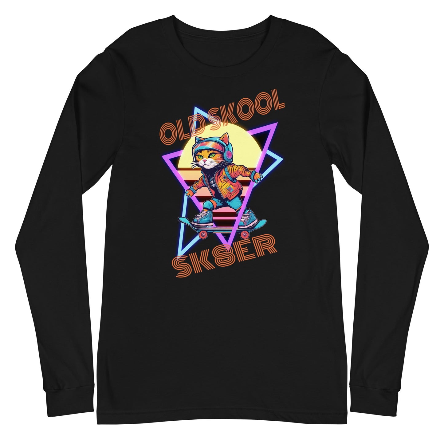 Old Skool Sk8er Long Sleeve Tee - Cats on Wheels