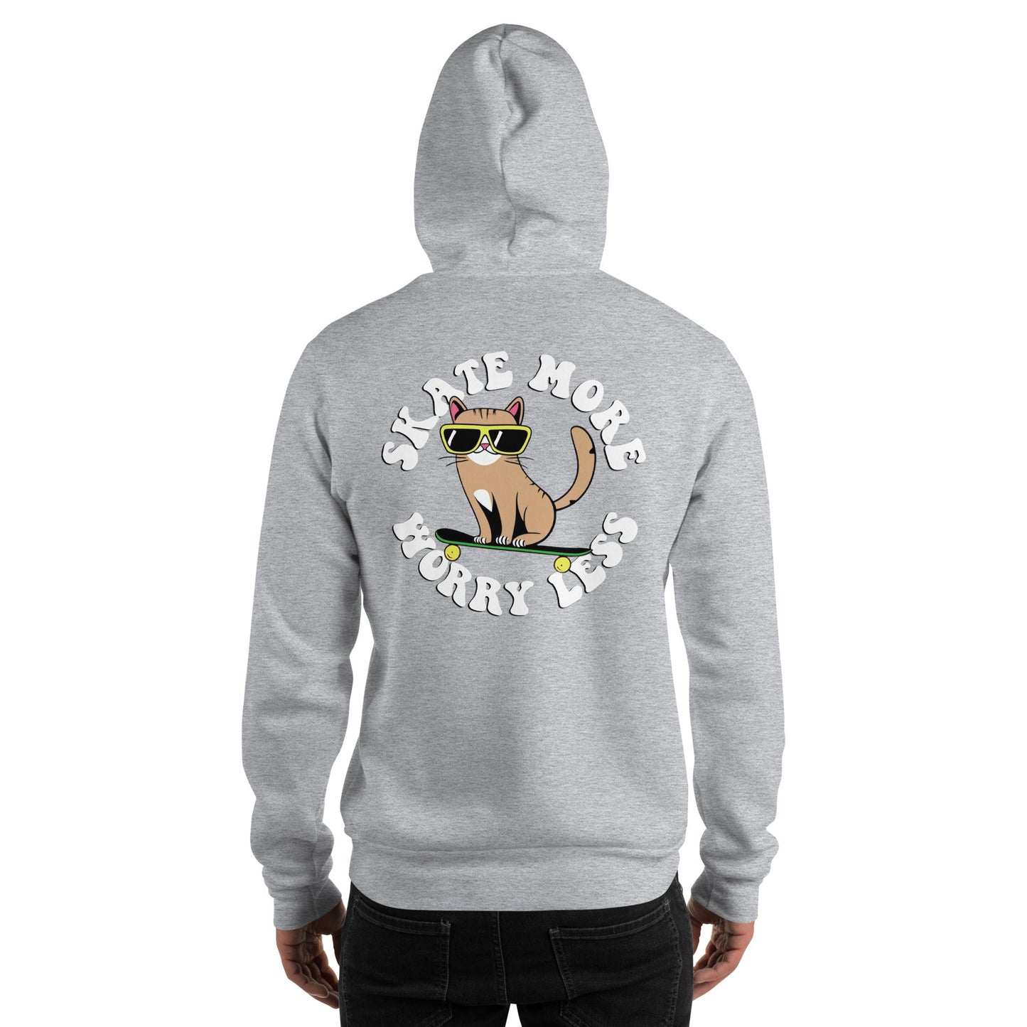 Skate More, Worry Less Hoodie - Cats on Wheels