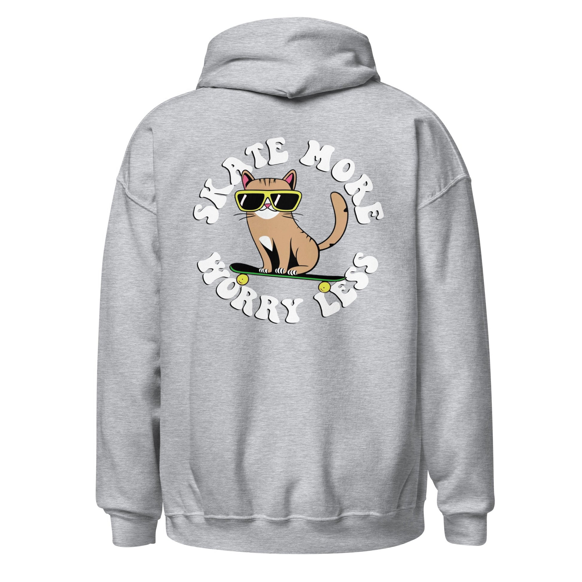 Skate More, Worry Less Hoodie - Cats on Wheels