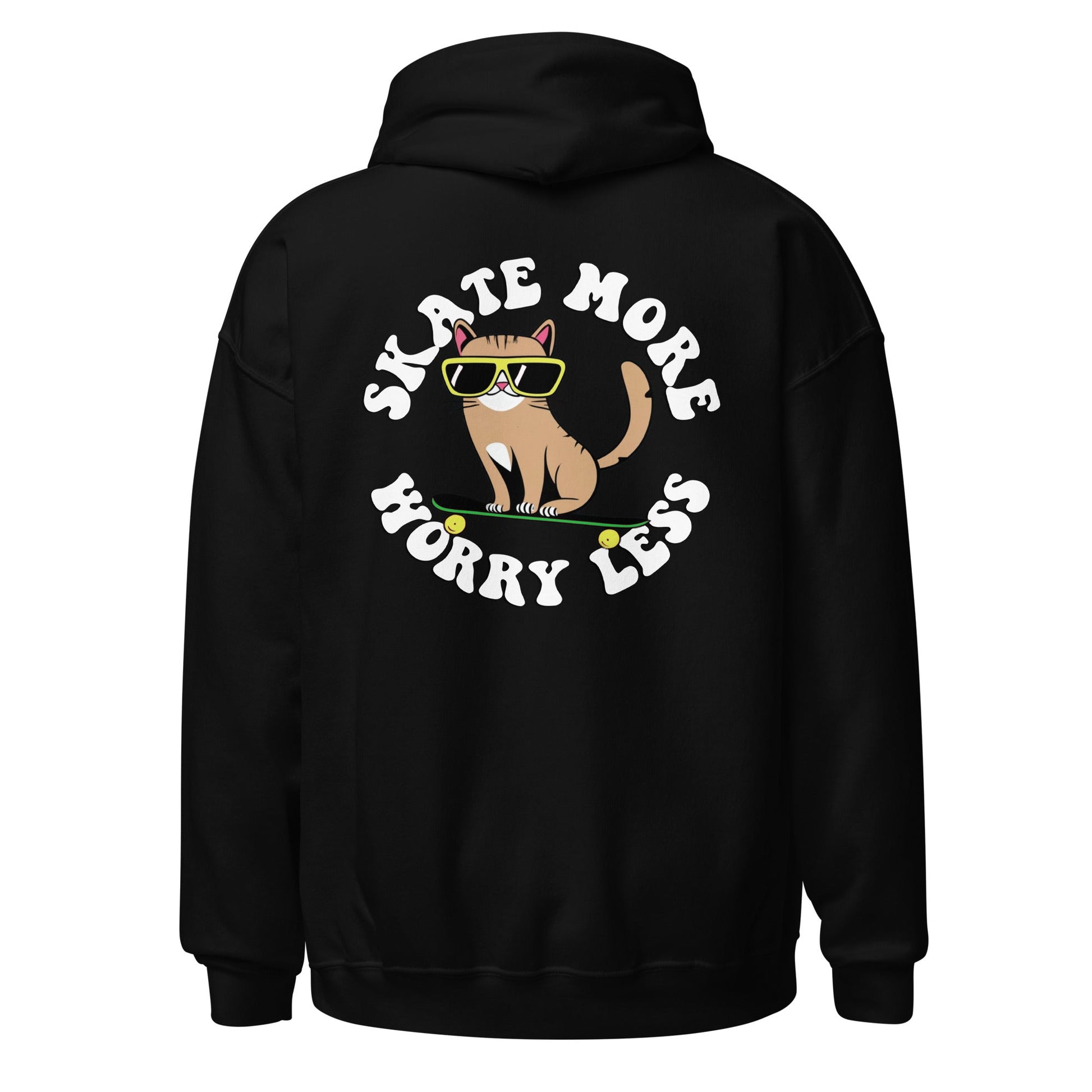 Skate More, Worry Less Hoodie - Cats on Wheels