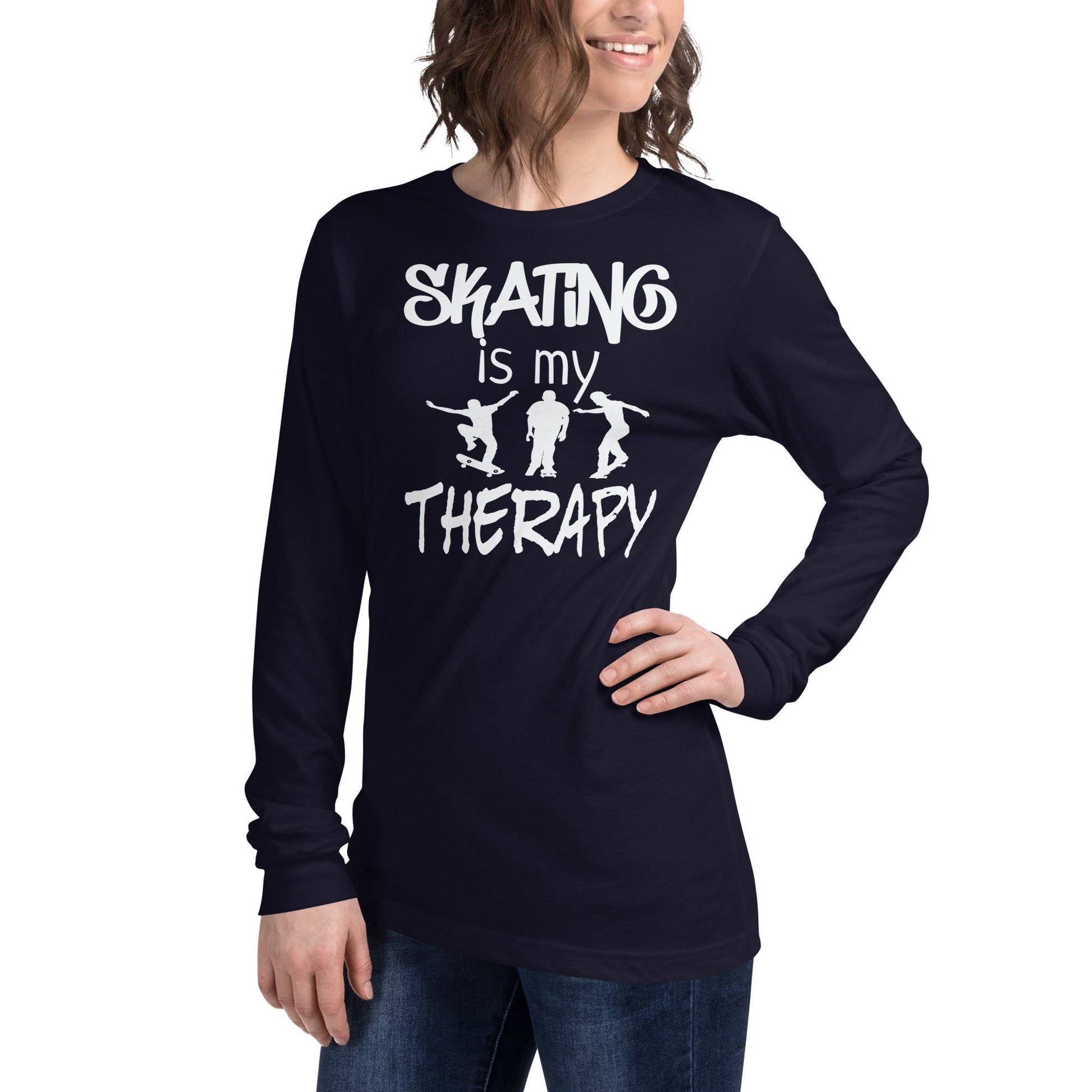 Skating is my Therapy Long Sleeve Tee - Cats on Wheels