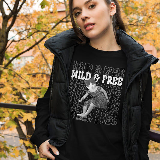 Wild and Free Unisex Long Sleeve Tee - Cats on Wheels